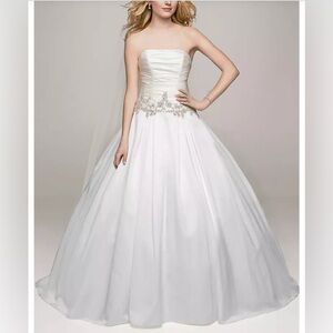 Strapless Satin Wedding Dress with Beaded Accents